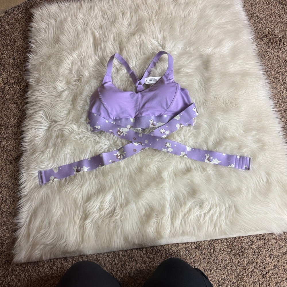 Adore Me Maven medium impact sports bra Purple Rose print Large New with tag - Picture 6 of 15